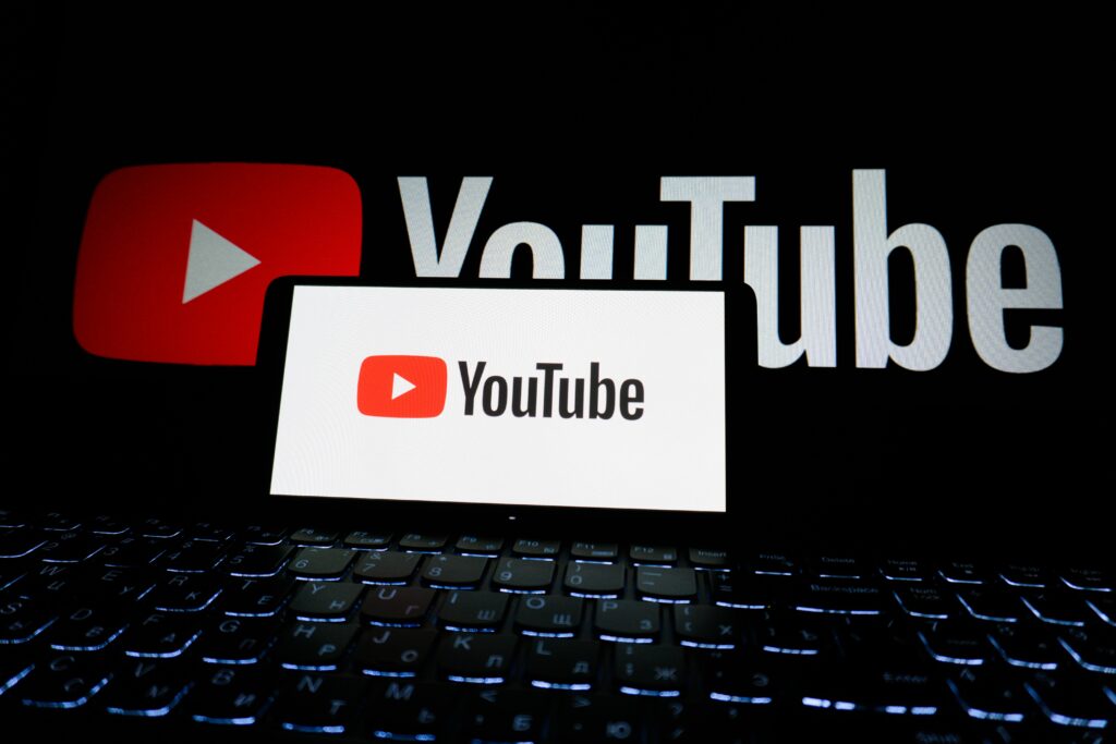 YouTube logo on digital screen representing Koru Health AI’s health and wellness YouTube video library