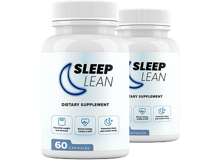 Sleep Lean dietary supplement bottles with clean white and blue label
